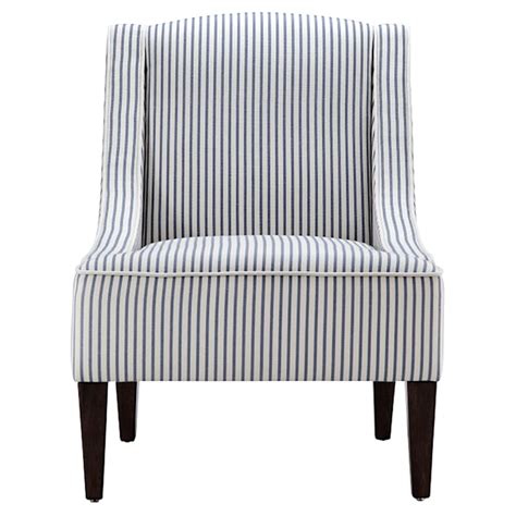 Honeybloom Kayson Blue Striped Upholstered Accent Chair At Home