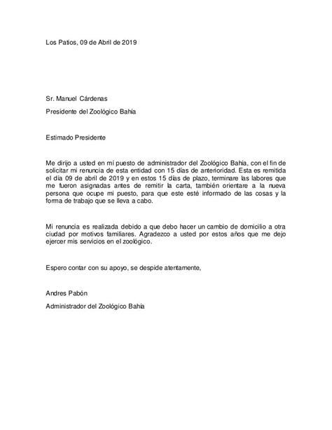 Carta De Renuncia Laboral Ejemplo Word Civiahona Kulturaupice