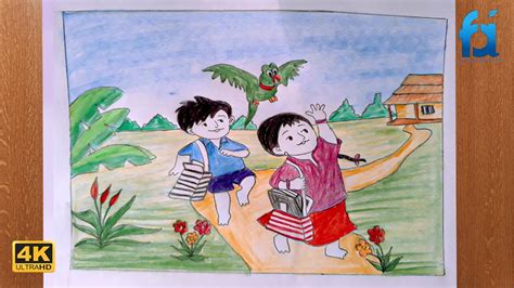 How To Draw Meena Cartoon Scenery Mina Raju Mithu Cartoon Stay