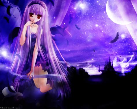 Feathers Purple Hair Anime Girls 1280x1024 Wallpaper High