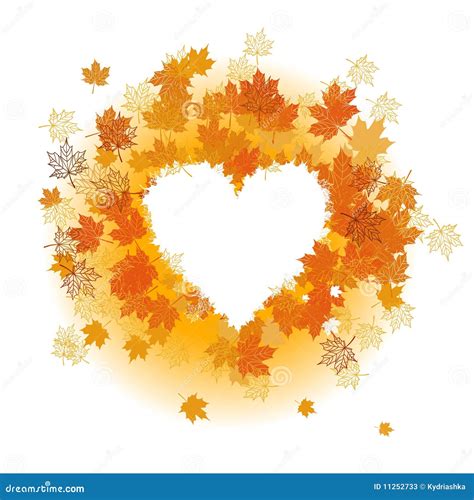 Autumn Leaf Heart Shape Stock Vector Illustration Of Deciduous