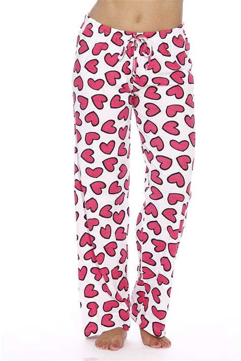 Just Love Women Pajama Pants Sleepwear Holiday Prints Hearts White 1x