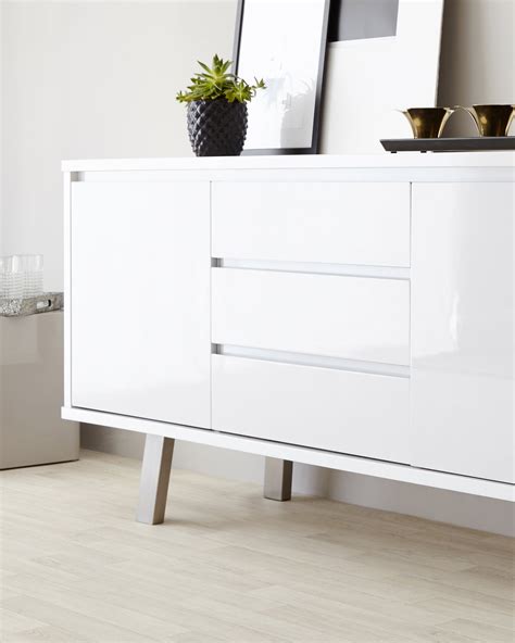 White Gloss Sideboard With Drawers And Doors Storage By Danetti