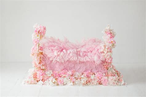 Newborn Photography Digital Backdrop For Girls Cherry Blossom Bed