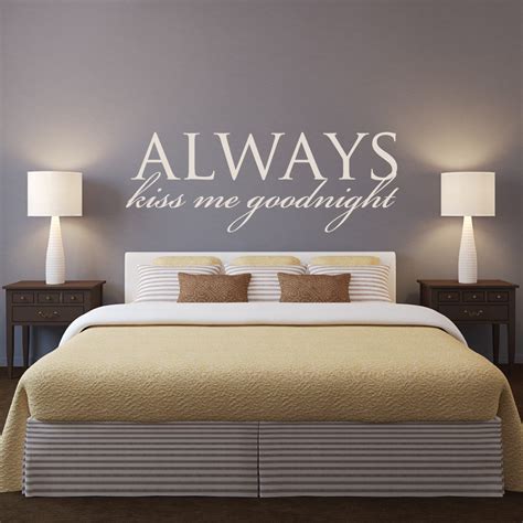 Master Bedroom Headboard Wall Decal Quotes Always Kiss Me Goodnight