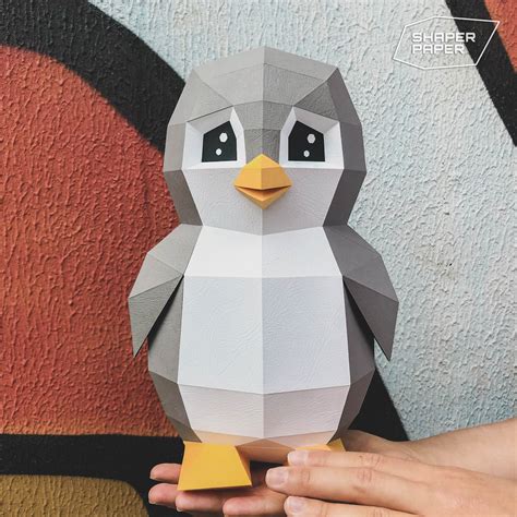 Papercraft 3d Penguin Template Low Poly Paper Sculpture Etsy