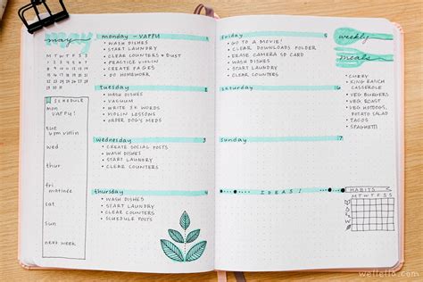 Bullet Journal Weekly Spreads To Inspire You In Wellella A Blog About Bullet Journaling