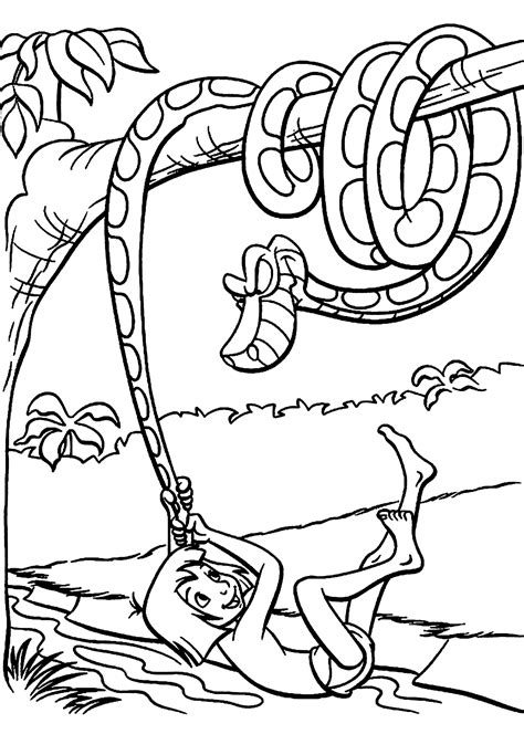 Ein weiteres bild von katze ausmalbild einfach: Mowgli and Kaa coloring pages for kids, printable free ...