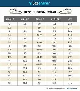 Men S Shoe Size Chart Measurement Conversion Guide Sizeengine
