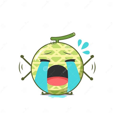 cute melon character crying isolated on white background melon character emoticon illustration