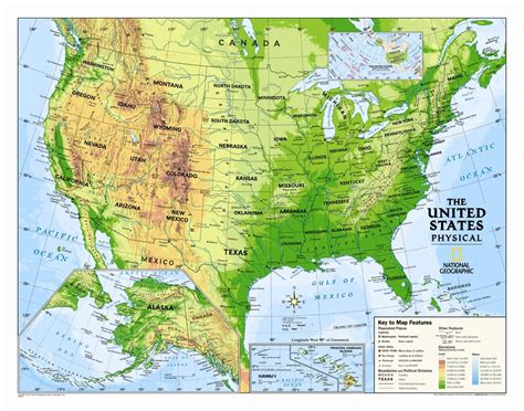 National Geographic Maps Kids Physical Usa Wall Map Graded 4 12