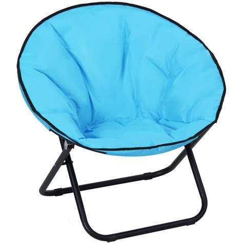 Outsunny Folding Saucer Moon Chair Oversized Padded Seat Round Oxford