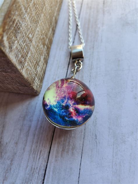 Milky Way Necklace Astronomy Necklace Globe Gemstone Etsy
