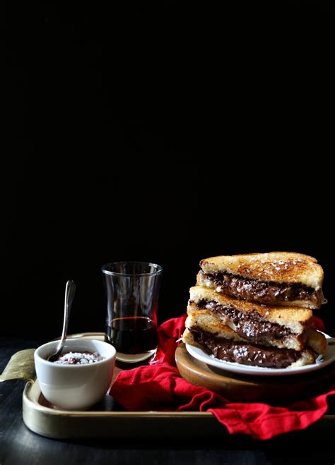 Grilled Cheese And Chocolate Sandwich With Ganache Dipping Sauce