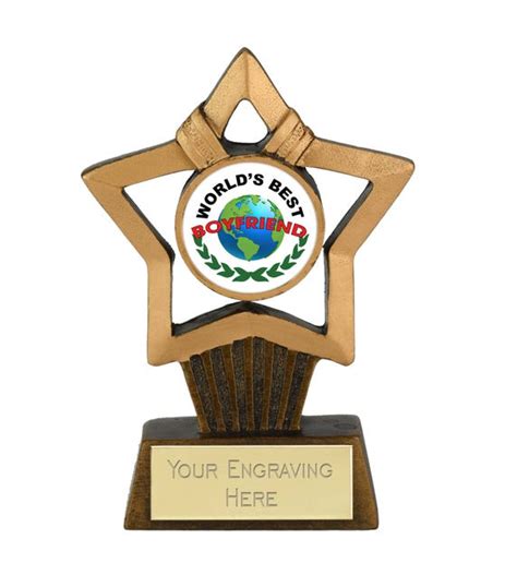 Mini Stars Plus Worlds Best Boyfriend Trophy 10cm Trophies Plus Medals