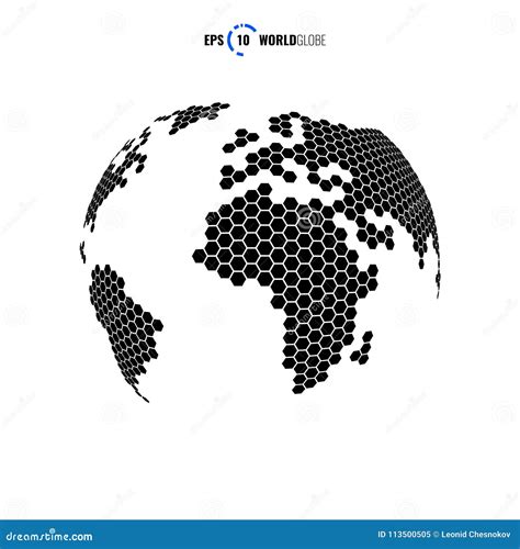 3d Vector World Globe Hexagon Stock Vector Illustration Of