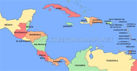 Mapa Político De América Central Y Del Caribe