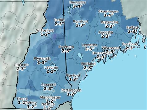 Latest Snow Amounts Expected For Maine Through Thursday