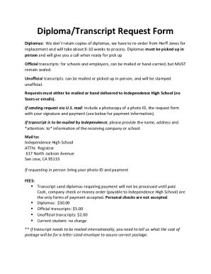 Fillable Online Transcript Diploma Request Form Pdf Transcript