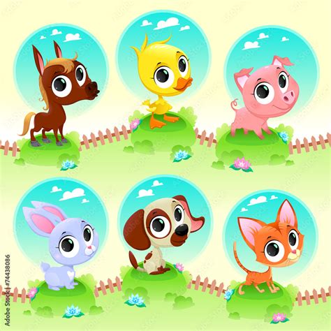 Cute Farm Animals Stock Vector Adobe Stock