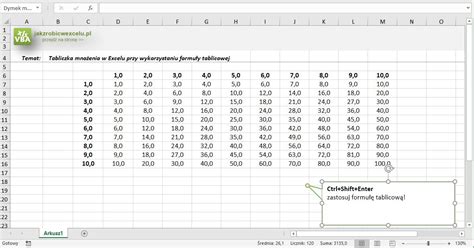 Tabliczka Mno Enia W Excelu Formu A Tablicowa Jak Zrobi W Excelu