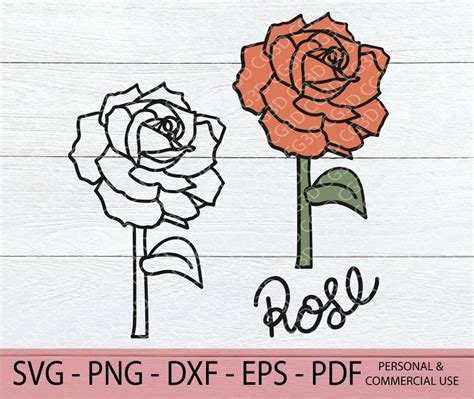Rose Stem Svg 3d Layered Floral Svg Rose Clipart Etsy