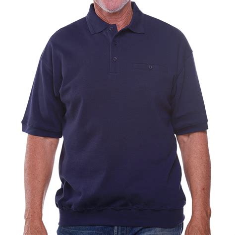 Mens Classics By Palmland Short Sleeve Polo Knit Banded Bottom Shirt