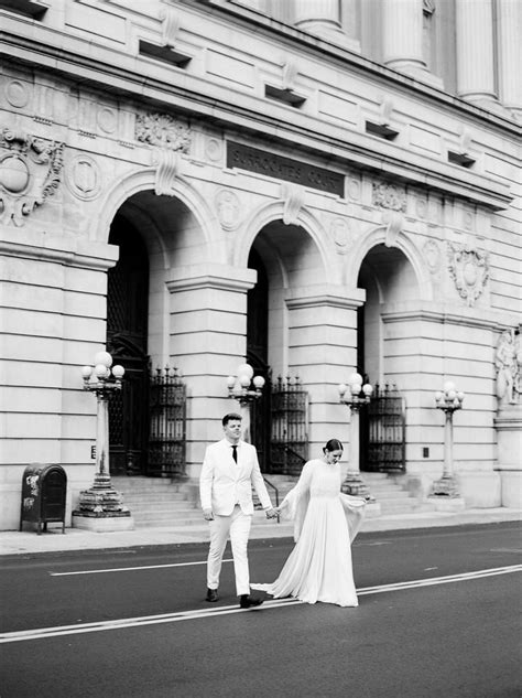 a nyc city hall wedding featuring a bride that made her own flowy gown