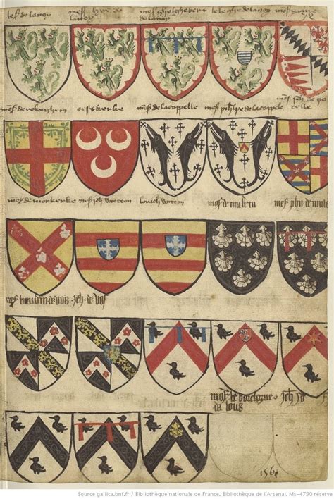 An Old Book With Several Coats Of Arms On It