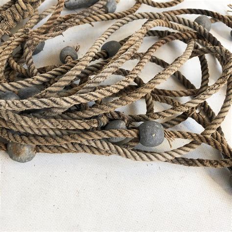 Old Fishing Net Rope Weights 24 Feet Of Rope Rustic Nautical Etsy