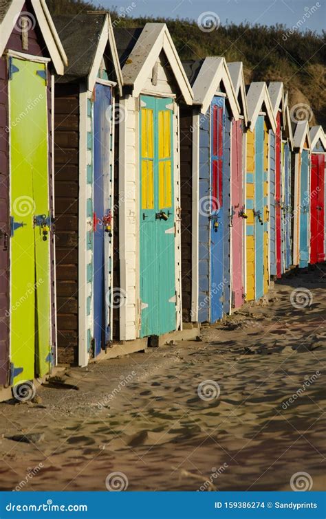 Colorful Beach Huts All In A Row Stock Photo Image Of Traditional