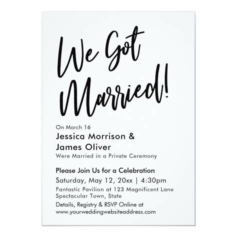 modern calligraphy minimalist we got married invitation we get married office