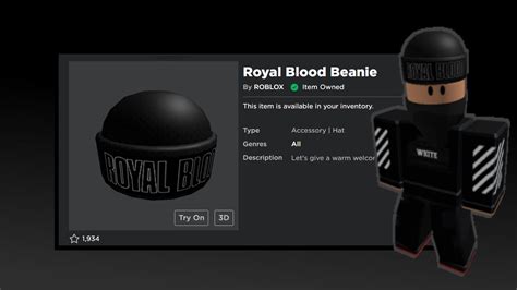 How To Get The Royal Blood Beanie Roblox Youtube