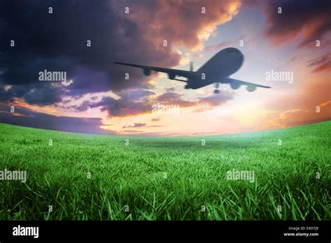 Composite Image Of Airplane Taking Off Stock Photo Alamy