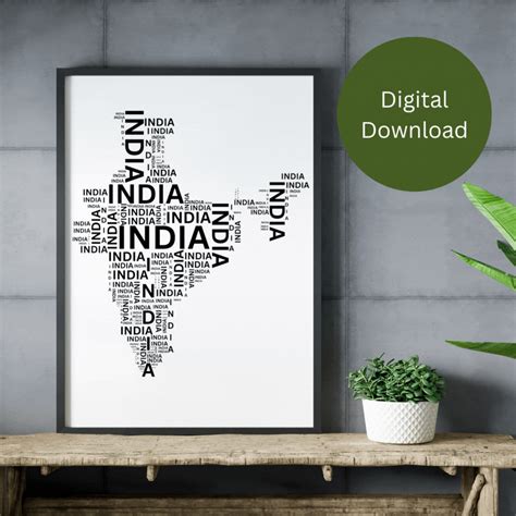 Map Of India India Map Digital India Map India Wall Art Etsy Canada