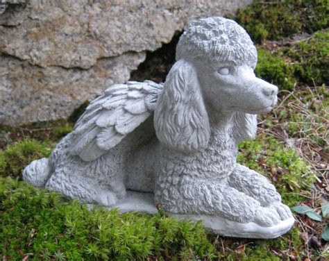 Poodle Statue Concrete Poodle Angel Statue Pet Memorial Poodle With