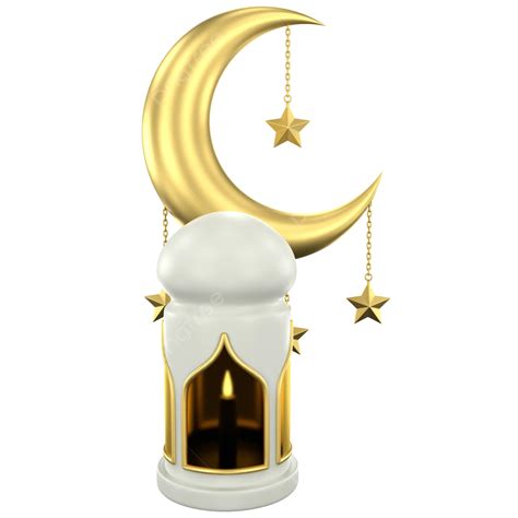 Gambar Render 3d Yang Memukau Dari Lentera Islamic Dengan Bulan Sabit