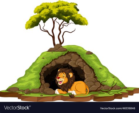 Cave And Lion Royalty Free Vector Image Vectorstock