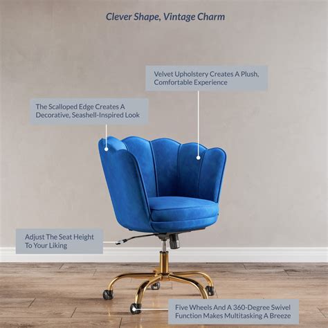 New ⌛ Belleze Kaylee Office Chair Upholstered Velvet Seashell Swivel
