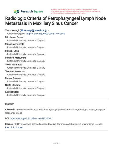 Pdf Radiologic Criteria Of Retropharyngeal Lymph Node Metastasis In
