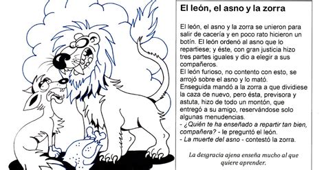 El Rincón De Las Melli FÁbula El León El Asno Y La Zorra Para