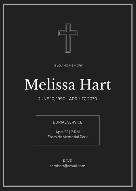 Simple Funeral Burial Invitation Template In Illustrator Psd Word
