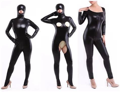 Spandex Shiny Metallic Sexy Woman Zentai Suit Costume Bodysuit Halloween Costumes 