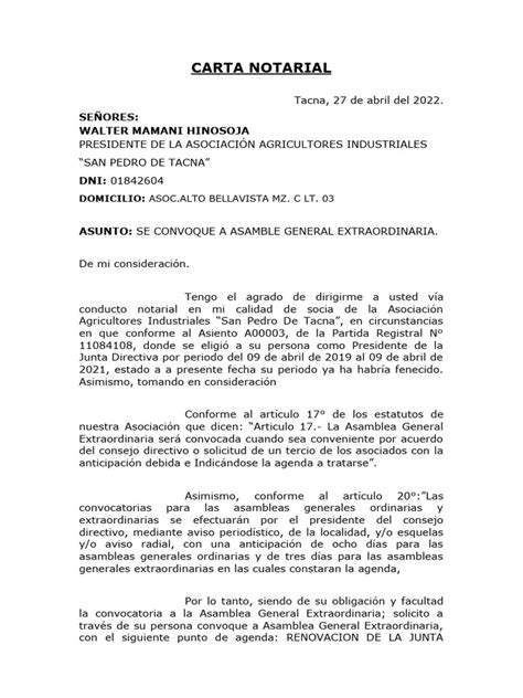 Modelo Carta Notarial Pdf Gobierno