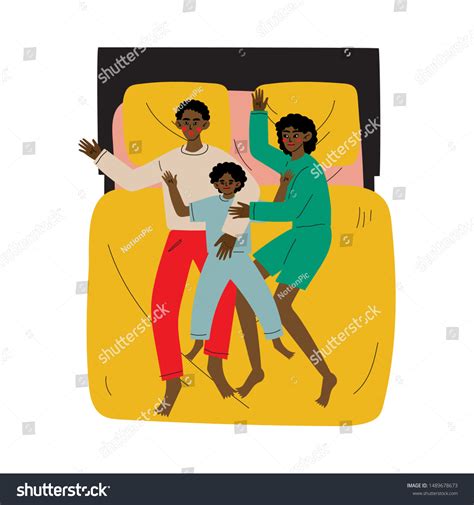 Mother Father Son Sleeping Together Bed Stock Vector (Royalty Free