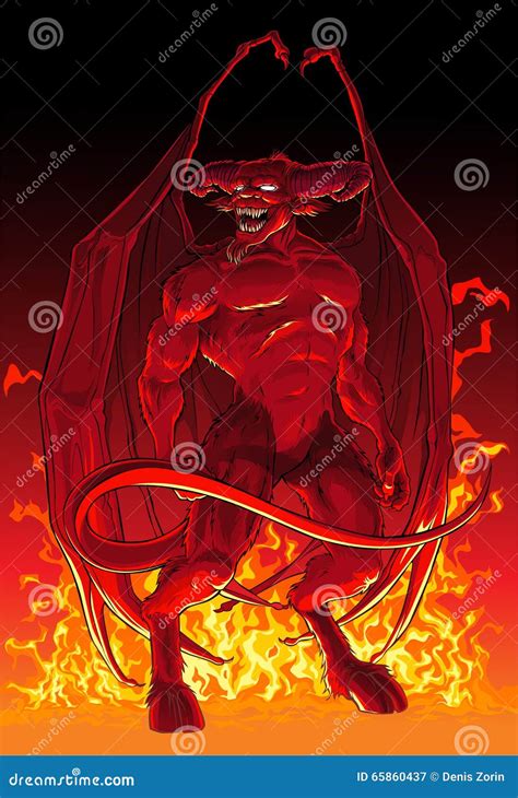 Devil In Fire Stock Vector Image 65860437