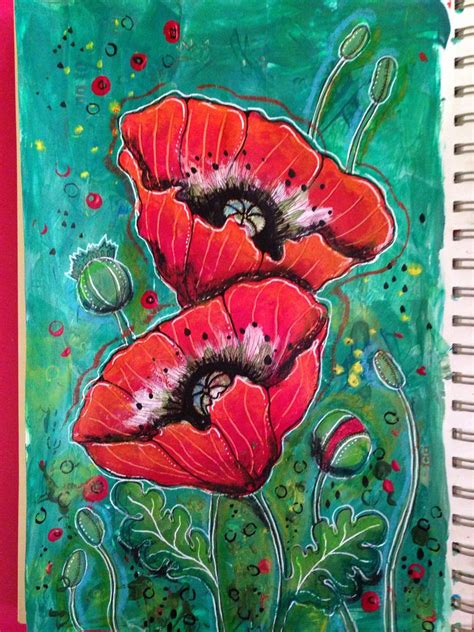 Mixed Media Poppies From My Sketchbook Poppy Art Whimsical Art
