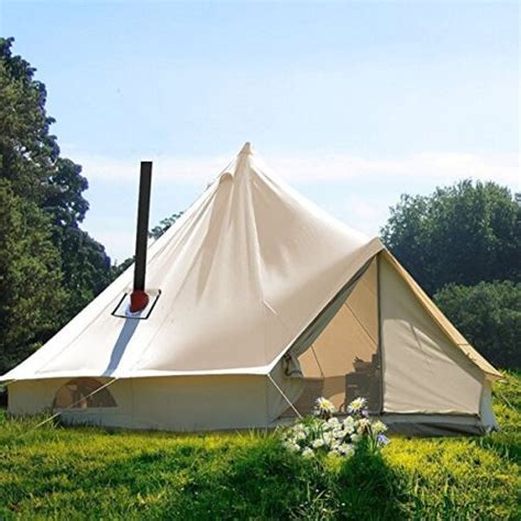 Unistrengh 3m 4m 5m 6m Canvas Bell Tent Waterproof Camping Tent Yurt