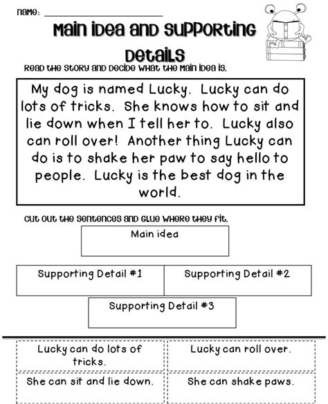 Worksheet On Main Idea And Supporting Details