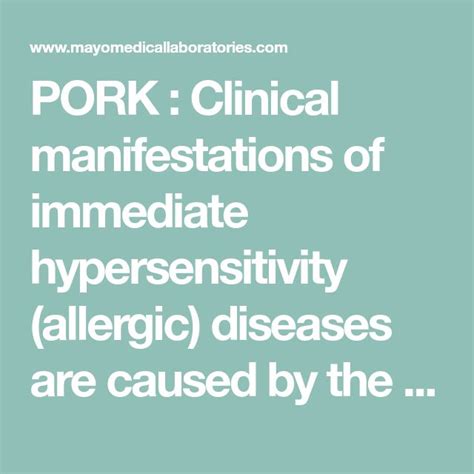 Pork Clinical Manifestations Of Immediate Hypersensitivity Allergic